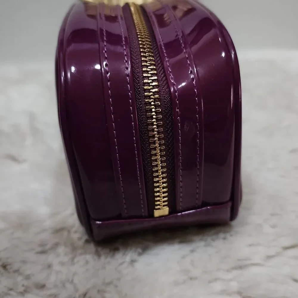 Tory Burch Stacked Patent Small Cosmetic Case Purple
